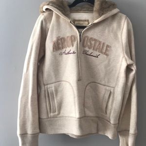 3/4 Zip Pullover with Faux Fur Hood